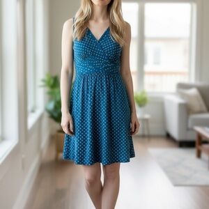 Nine West Blue and White Polka Dot Mini Dress